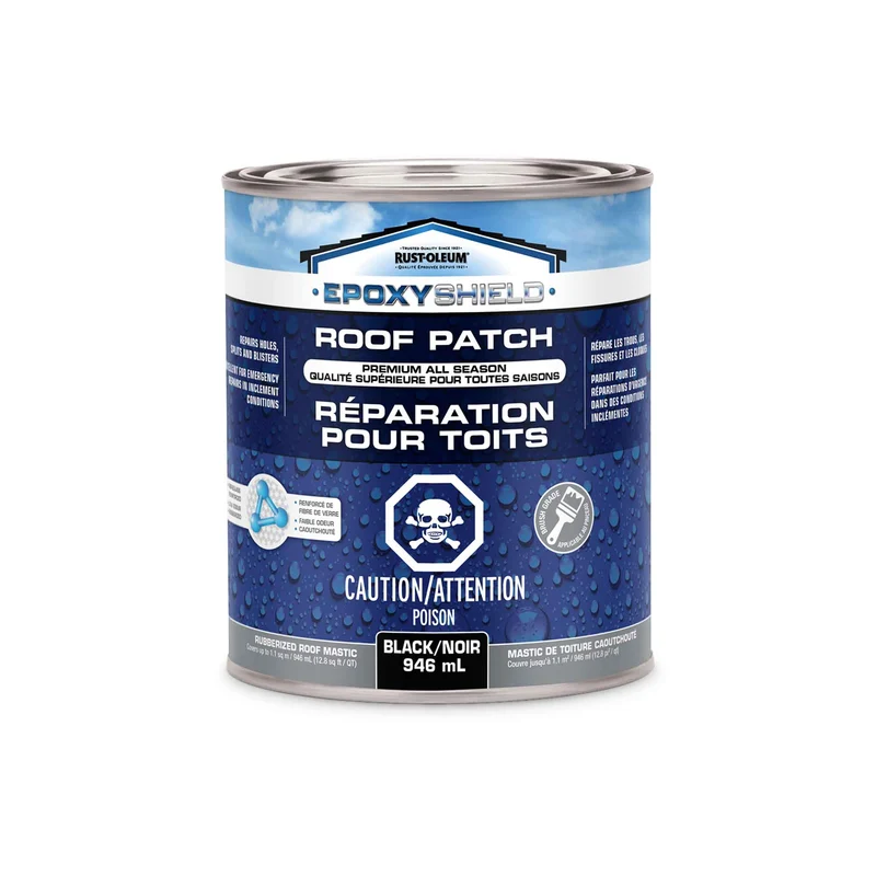 Ciment plastique noir toutes saisons pour réparation de toits EpoxyShield, 946 ml