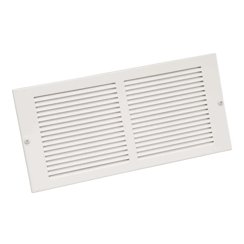 Grille d'aération murale en acier peint en blanc, 14" x 8"