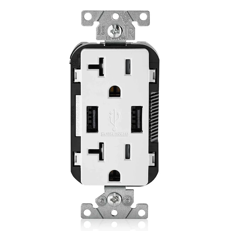 Prise Decora USB de 20 A / 125 V, blanc