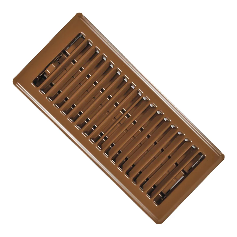 Registre de plancher en acier peint en brun, 4" x 10"