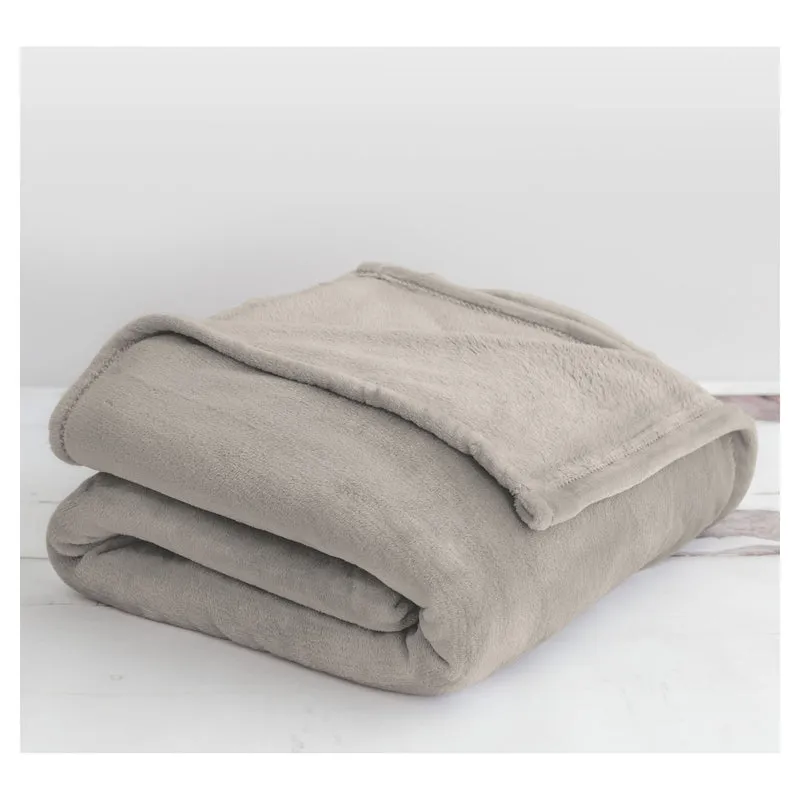 Jeté en flanelle ultra-doux taupe, Queen (60" x 80")