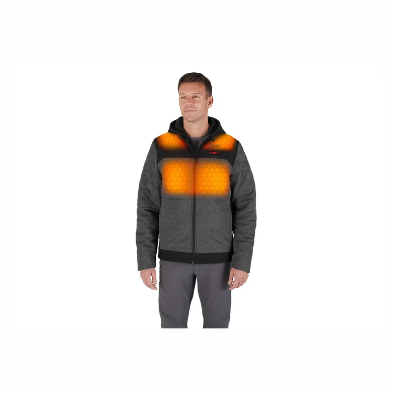 Veste chauffante matelassée M12 Axis, grand (gris)