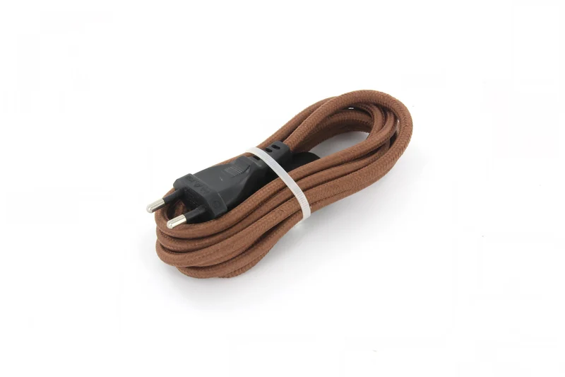Fabric cable with switch 2 m - Brown