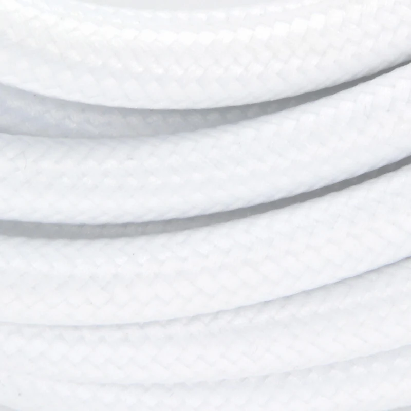 White fabric cable + switch, 2 m