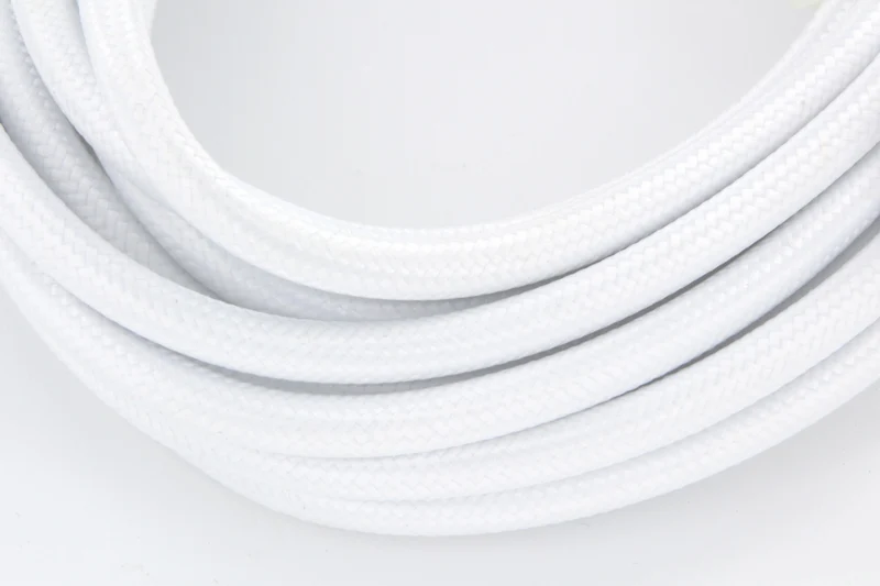 White fabric cable + switch, 2 m