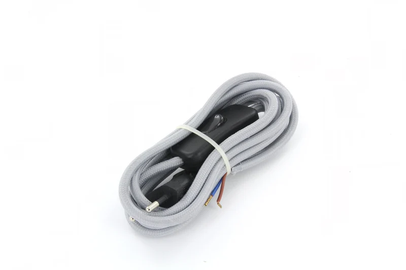 Fabric cords with switch 2 m - Grey