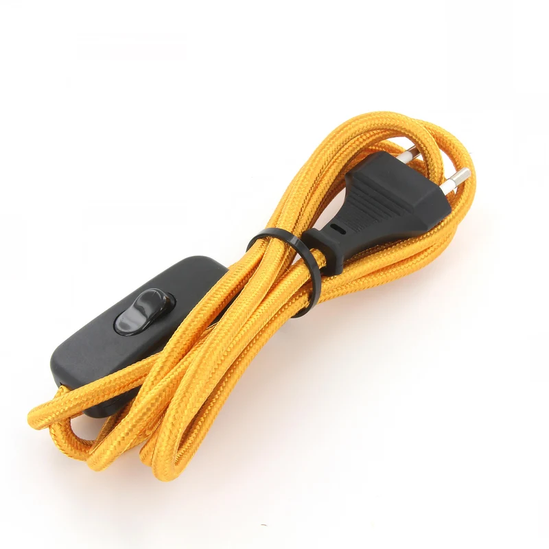 Twisted fabric cord with switch 2 m - Gold
