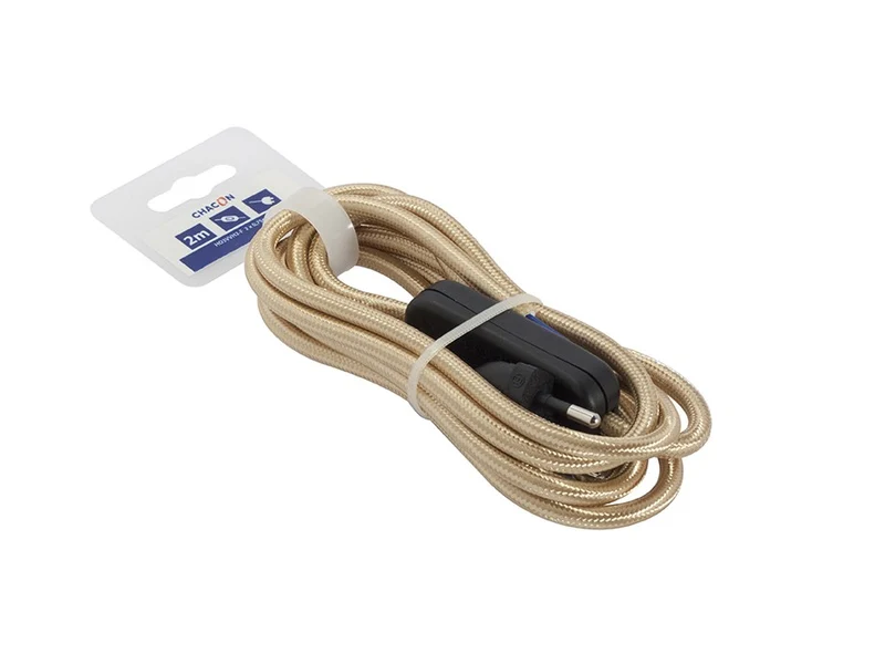Twisted fabric cord with switch 2 m - Gold