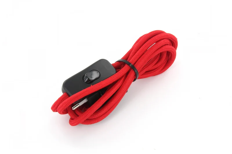 Fabric cable + switch, 2 m - Red