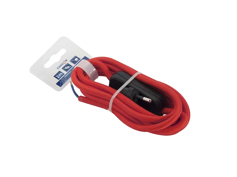 Fabric cable + switch, 2 m - Red