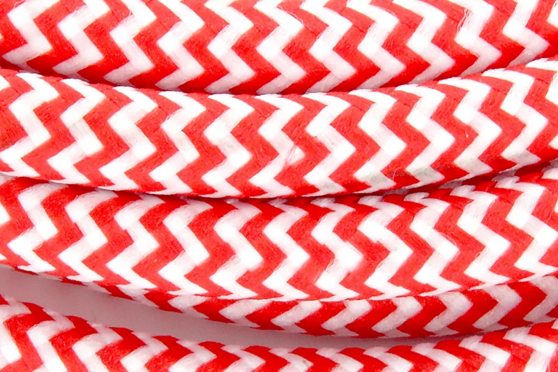 Two-tone fabric cable with switch, 2 m - Red/White