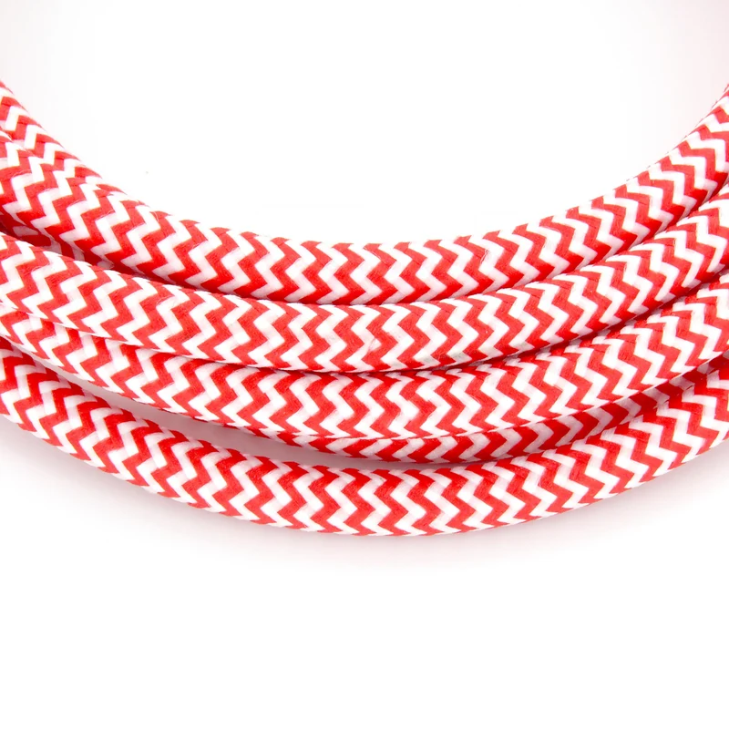 Two-tone fabric cable with switch, 2 m - Red/White