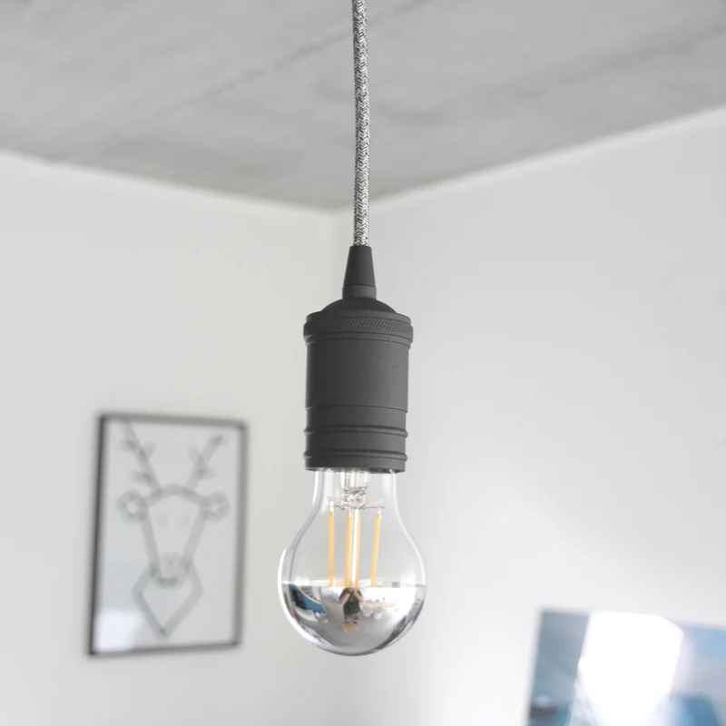 Smooth aluminum lampholder - black