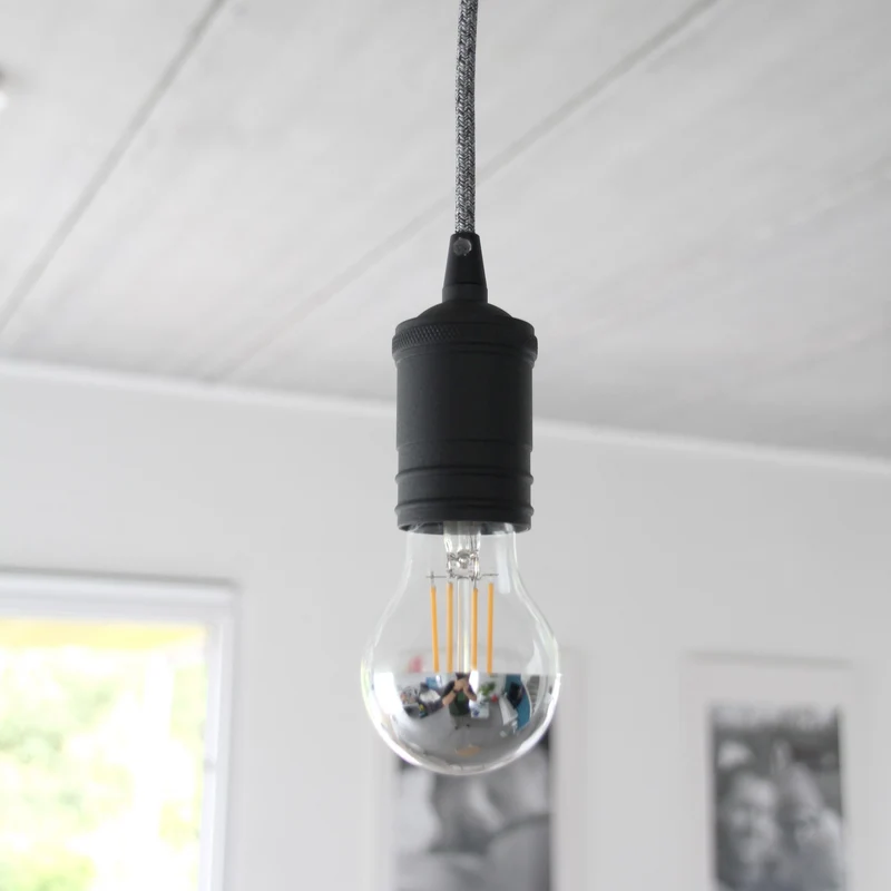 Smooth aluminum lampholder - black