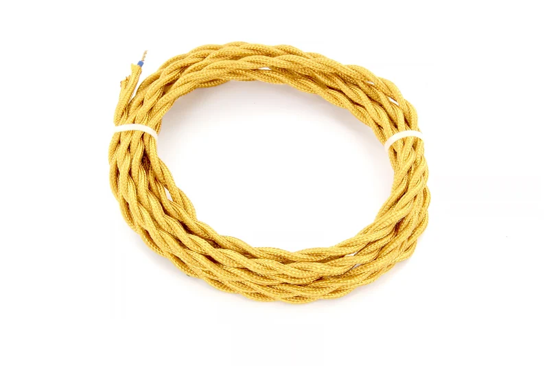 3 m twisted fabric cable - Gold