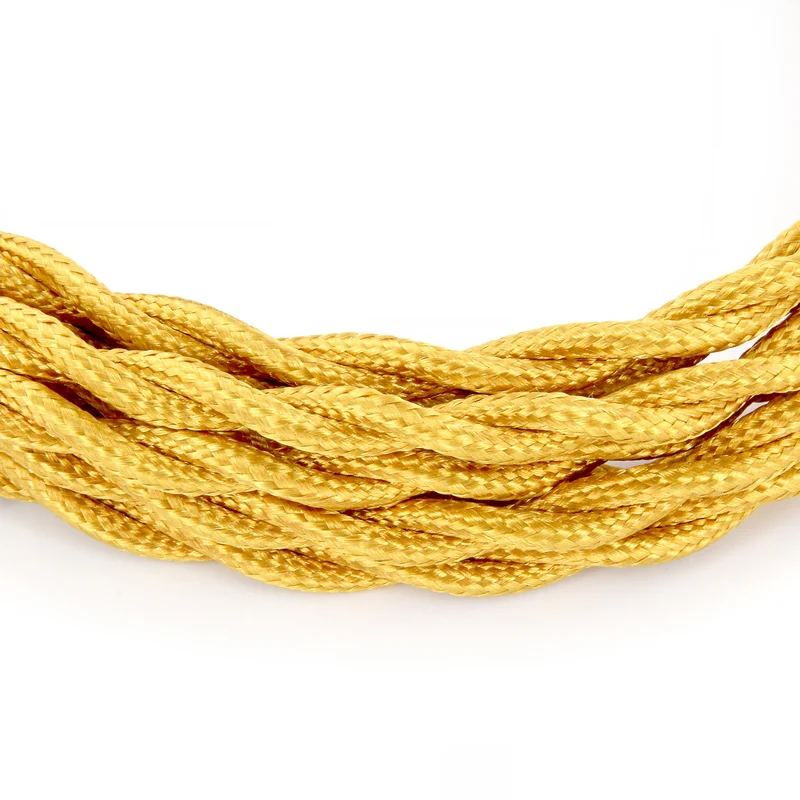 3 m twisted fabric cable - Gold