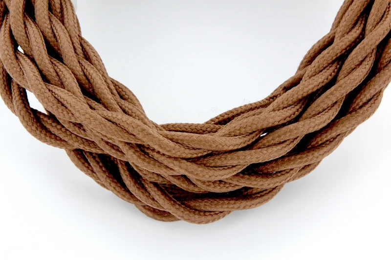 Twisted fabric cable 3 m - Brown