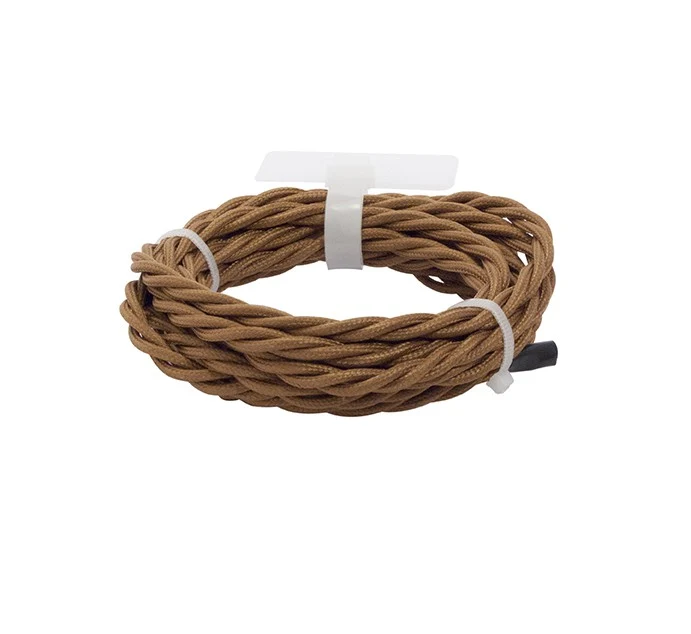 Twisted fabric cable 3 m - Brown