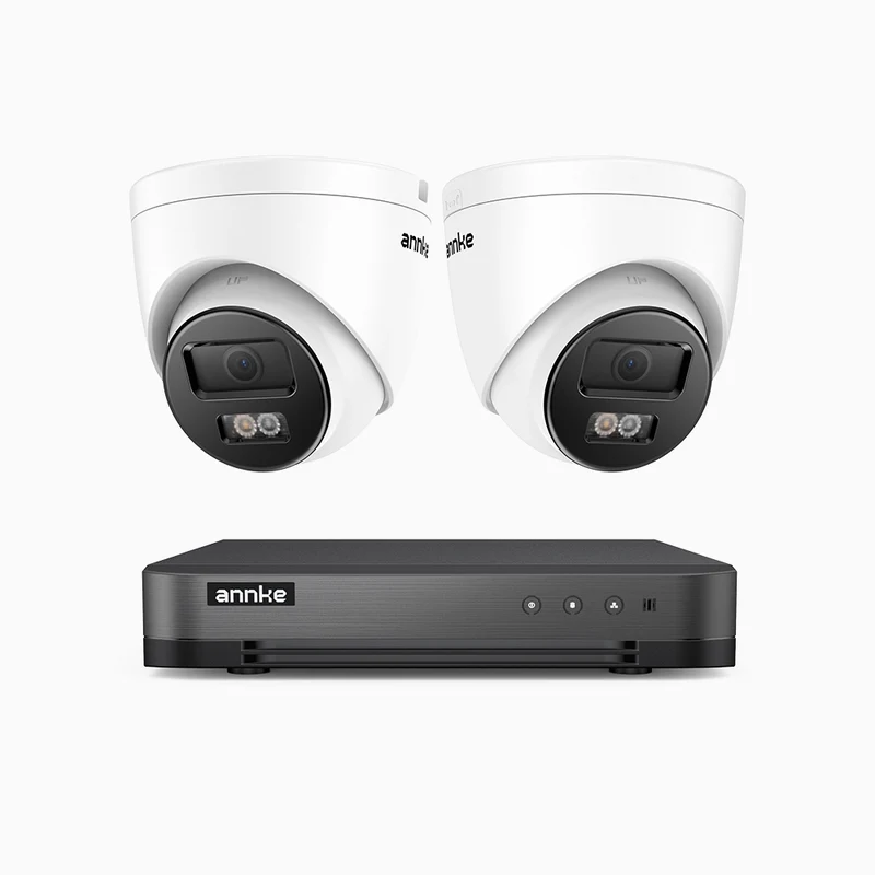 H800 - Kit de surveillance PoE 4K à 8 canaux avec 2 caméras, vision nocturne en couleur et infrarouge, Détection Personne-Véhicule, Microphone intégré, Champ de vision de 96°, RTSP et ONVIF pris en charge
