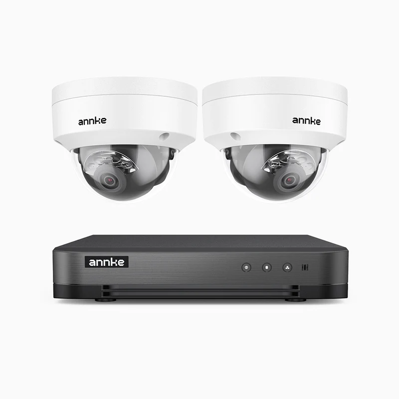 H800 - Kit de surveillance PoE 4K à 8 canaux avec 2 caméras, vision nocturne en couleur et infrarouge, Détection Personne-Véhicule, Microphone intégré, Champ de vision de 96°, RTSP et ONVIF pris en charge