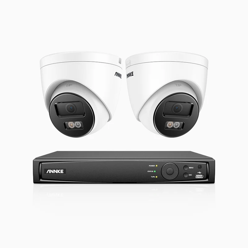 H800 - Kit de surveillance PoE 4K à 4 canaux avec 2 caméras, vision nocturne en couleur et infrarouge, Détection Personne-Véhicule, Microphone intégré, Champ de vision de 96°, RTSP et ONVIF pris en charge