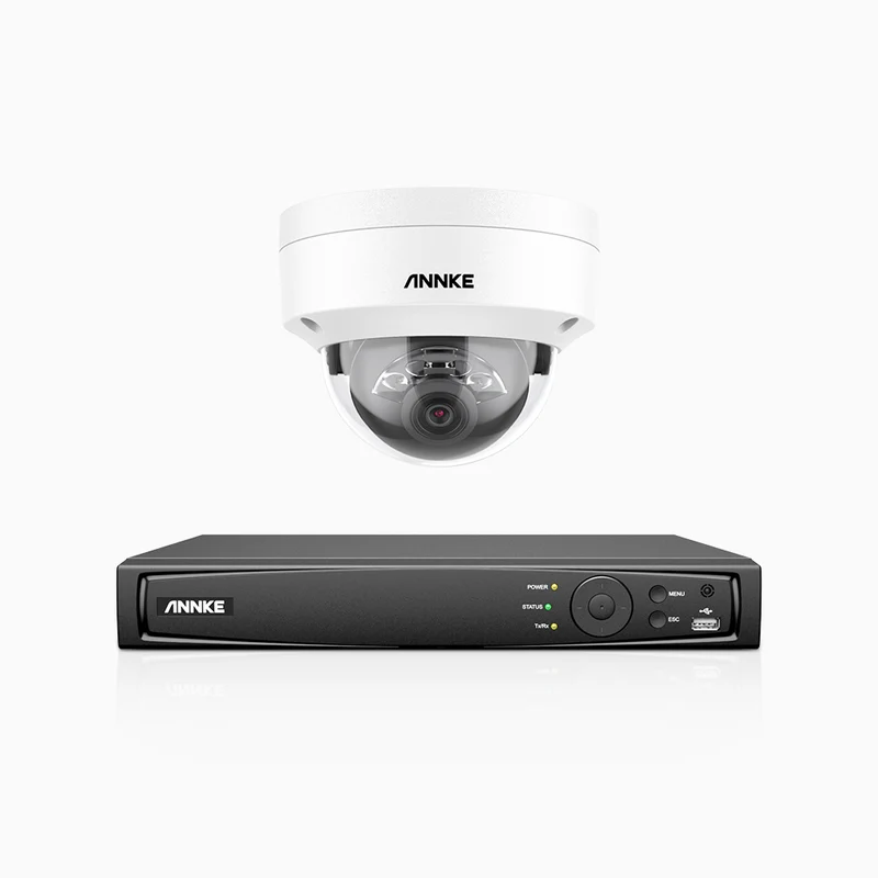 H800 - Kit de surveillance PoE 4K à 4 canaux avec 1 caméra, vision nocturne en couleur et infrarouge, Détection Personne-Véhicule, Microphone intégré, Champ de vision de 96°, RTSP et ONVIF pris en charge