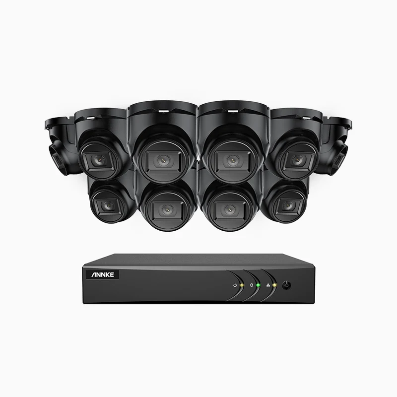 EL200 - Kit de surveillance filaire 1080p à 16 canaux avec 10 caméras, DVR intelligent avec détection humaine et véhicule, vision nocturne infrarouge de 66 pieds, signal de sortie 4-en-1, IP67