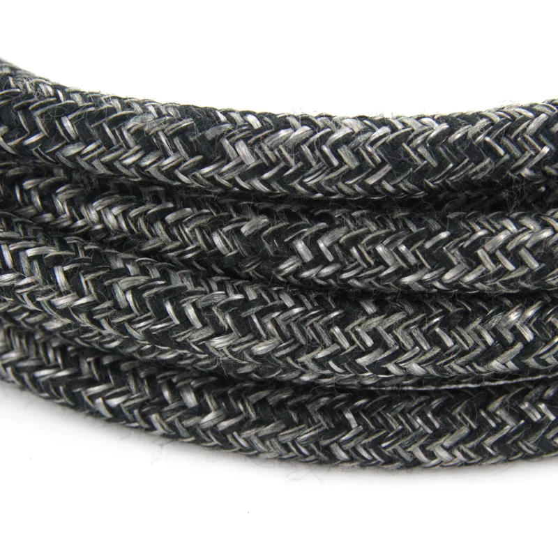 Fabric cable - 3 m - Charcoal and natural linen