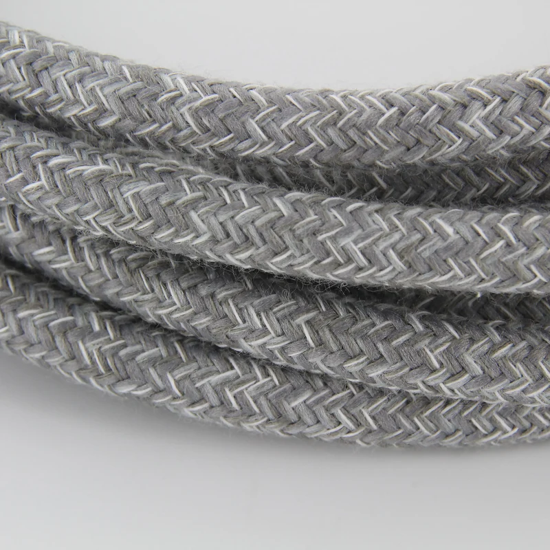 Fabric cable - 3 m - Grey and natural linen