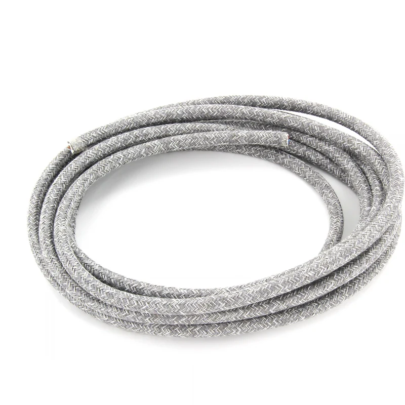 Fabric cable - 3 m - Grey and natural linen