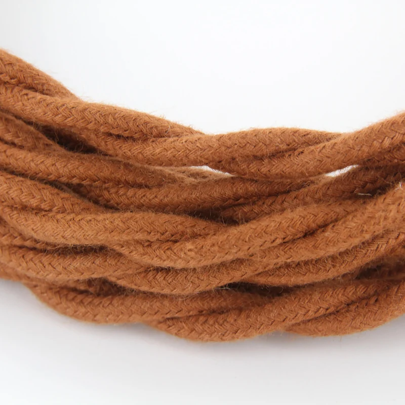 Twisted cotton fabric cable - 3 m - Orange suede