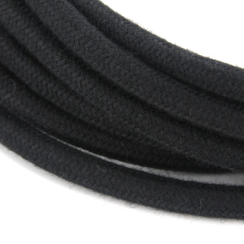 Cotton fabric cable - 3 m - Black