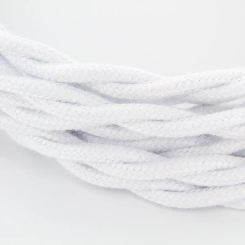 Twisted cotton fabric cable - 3 m - White