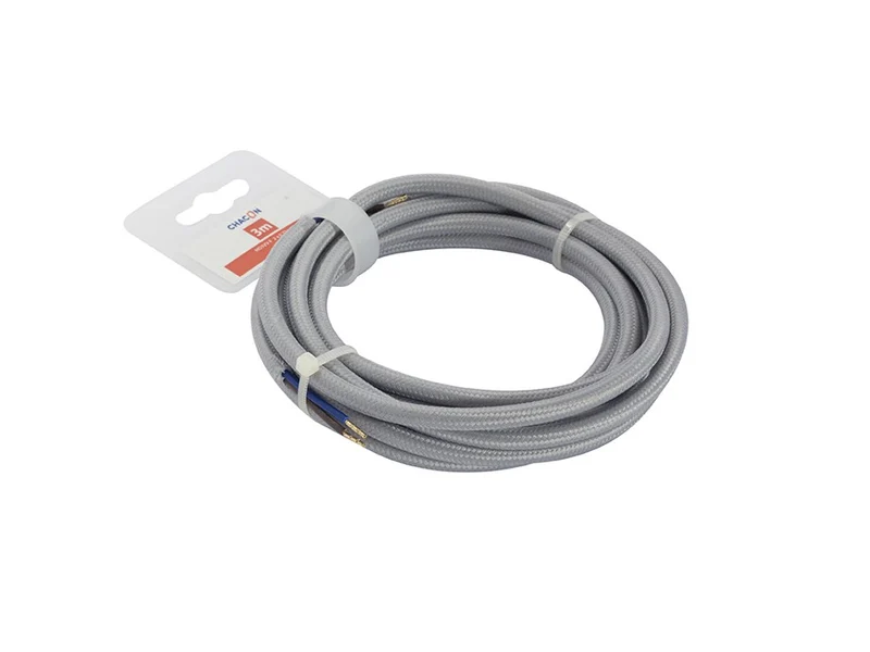 Grey fabric cable 3 m