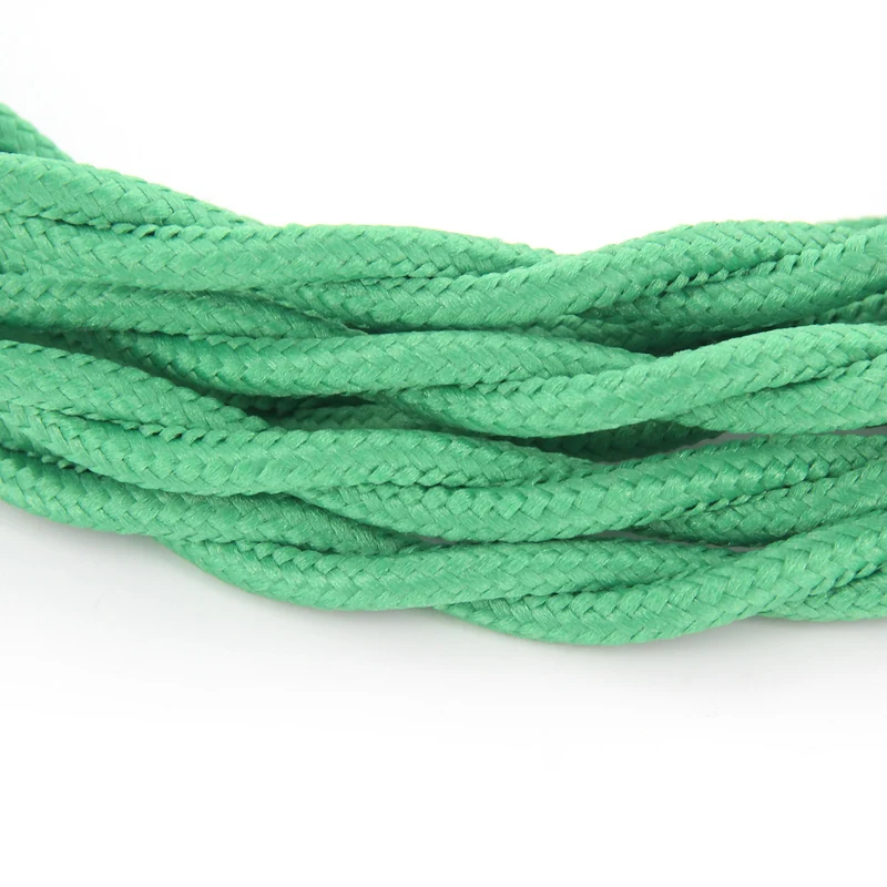 Twisted silk fabric cable - 3 m - Green