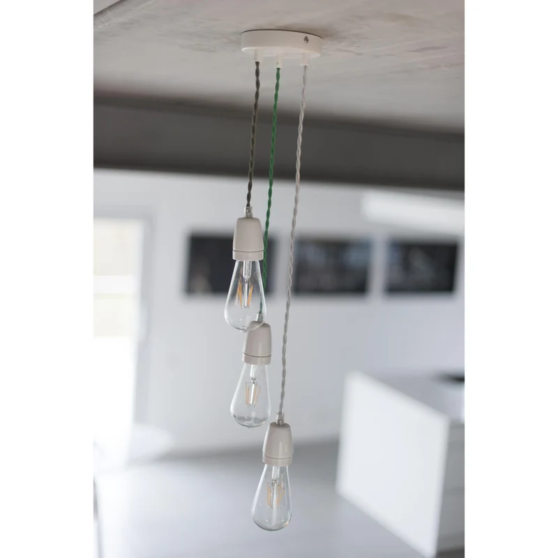 Twisted silk fabric cable - 3 m - Green