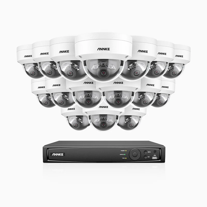 H800 - Kit de surveillance PoE 4K à 16 canaux avec 16 caméras, vision nocturne en couleur et infrarouge, Détection Personne-Véhicule, Microphone intégré, Champ de vision de 96°, RTSP et ONVIF pris en charge