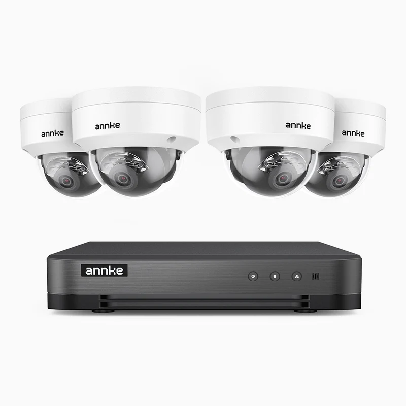 H800 - Kit de surveillance PoE 4K à 8 canaux avec 4 caméras, vision nocturne en couleur et infrarouge, Détection Personne-Véhicule, Microphone intégré, Champ de vision de 96°, RTSP et ONVIF pris en charge