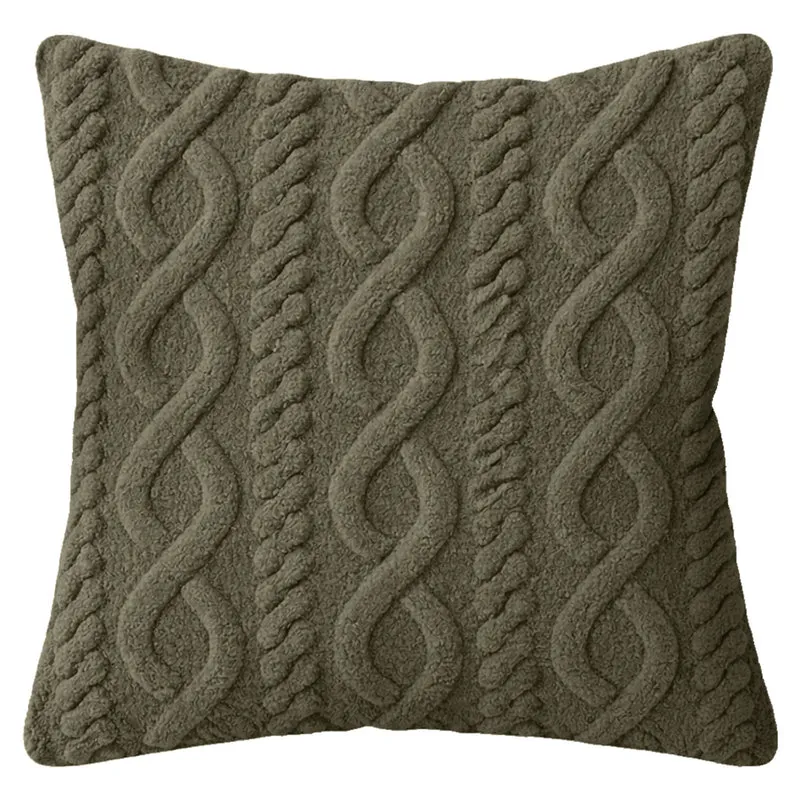Coussin en tricot torsadé, vert (17" x 17")
