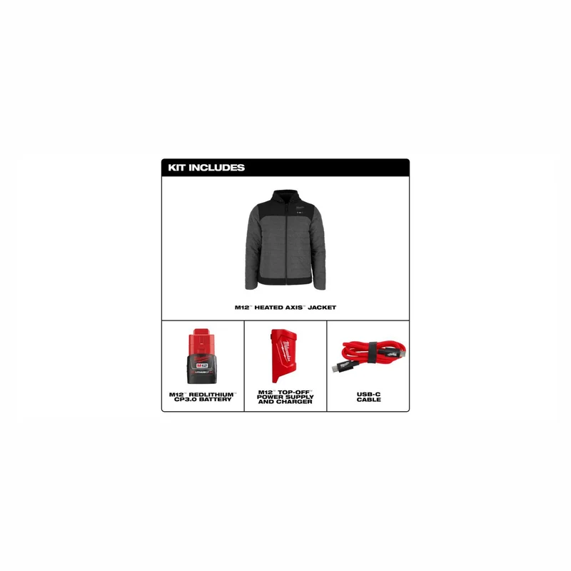 Veste chauffante matelassée M12 Axis, T-grand (gris)