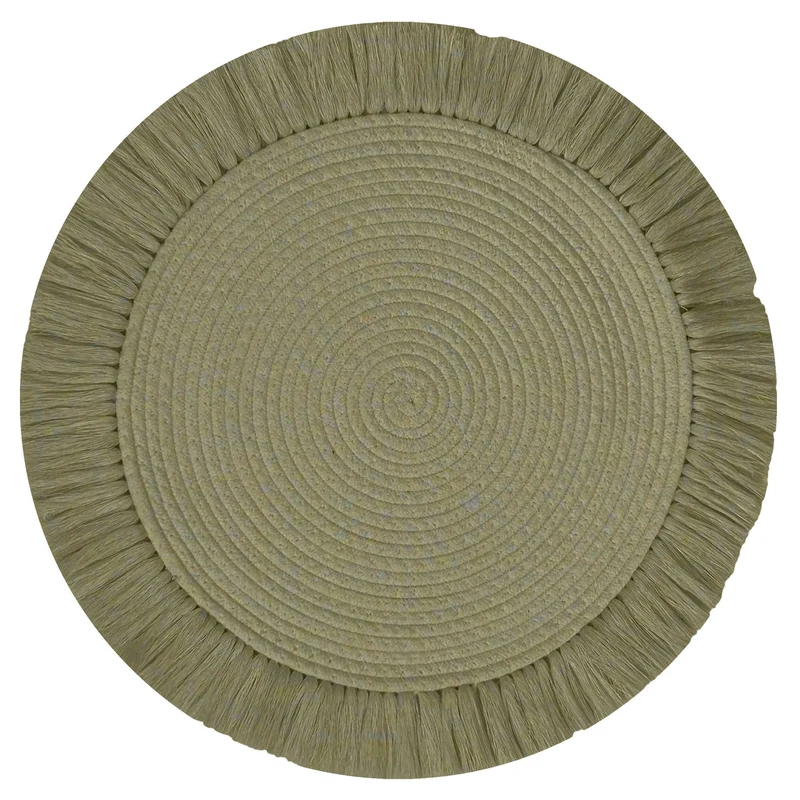 Napperon rond tressé avec franges, 15" (vert)