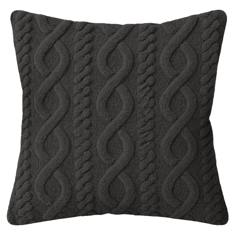 Coussin en tricot torsadé, noir (17" x 17")
