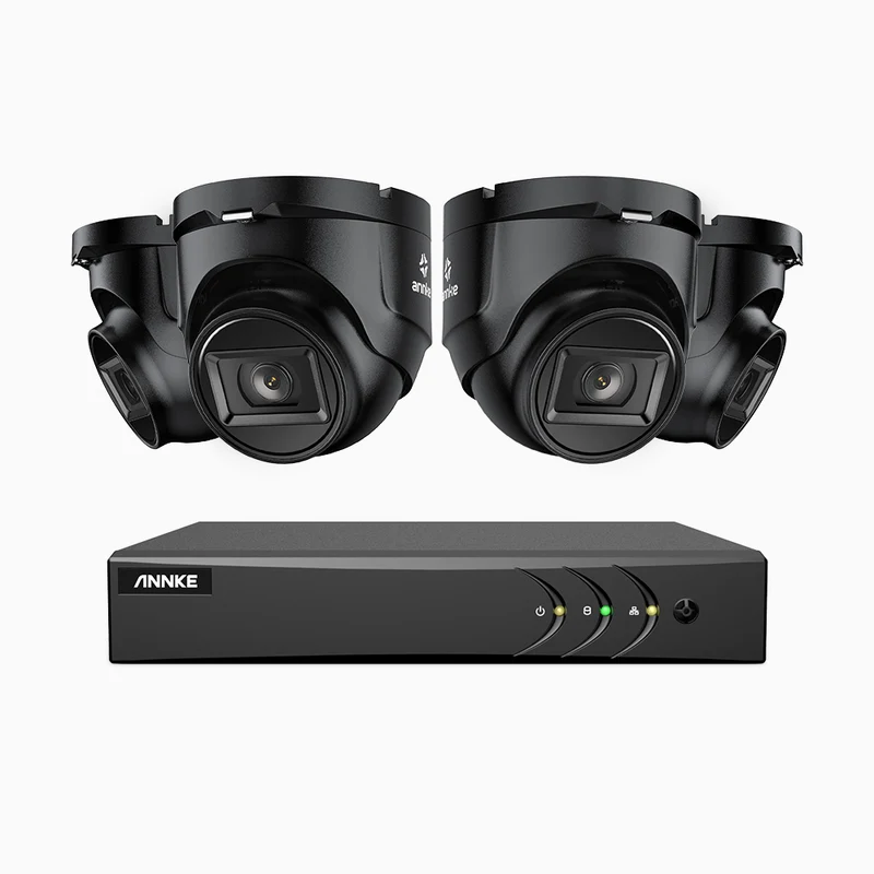 EL200 - Kit de surveillance filaire 1080p à 8 canaux avec 4 caméras, DVR intelligent avec détection humaine et véhicule, vision nocturne infrarouge de 66 pieds, signal de sortie 4-en-1, IP67