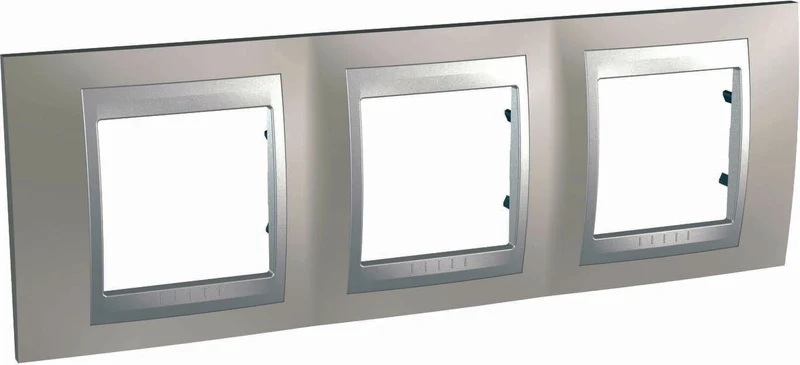 Plaque de finition 3 postes Unica - aluminium - Schneider