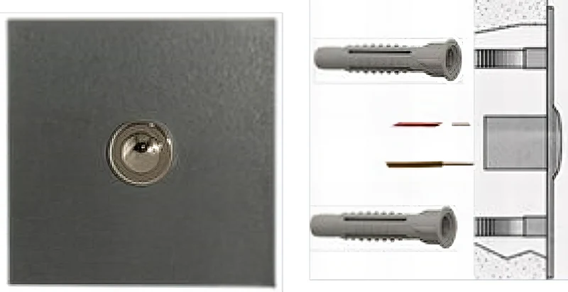 Sonnette filaire carré acier gris clair fixation murale