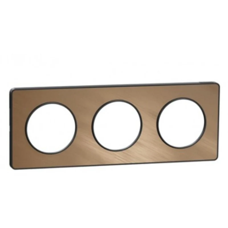 Plaque de finition 3 postes Odace Styl - bronze - Schneider