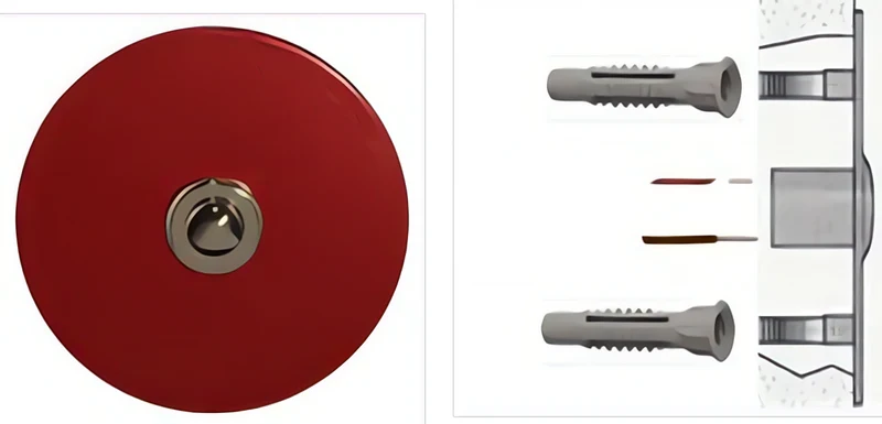 Sonnette filaire rond acier rouge fixation murale