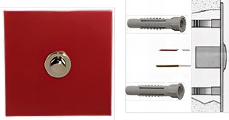 Sonnette filaire carré acier rouge fixation murale