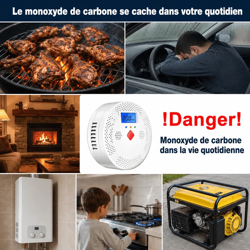 Détecteur de Monoxyde de Carbone WiFi avec Écran LCD