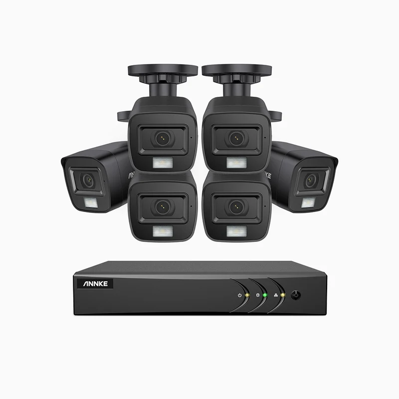 ADLK500 - Kit de surveillance filaire 3K à 8 canaux avec 6 caméras, f/1.2 Super Ouverture, signal de sortie 4-en-1, microphone intégré, IP67 résistant aux intempéries